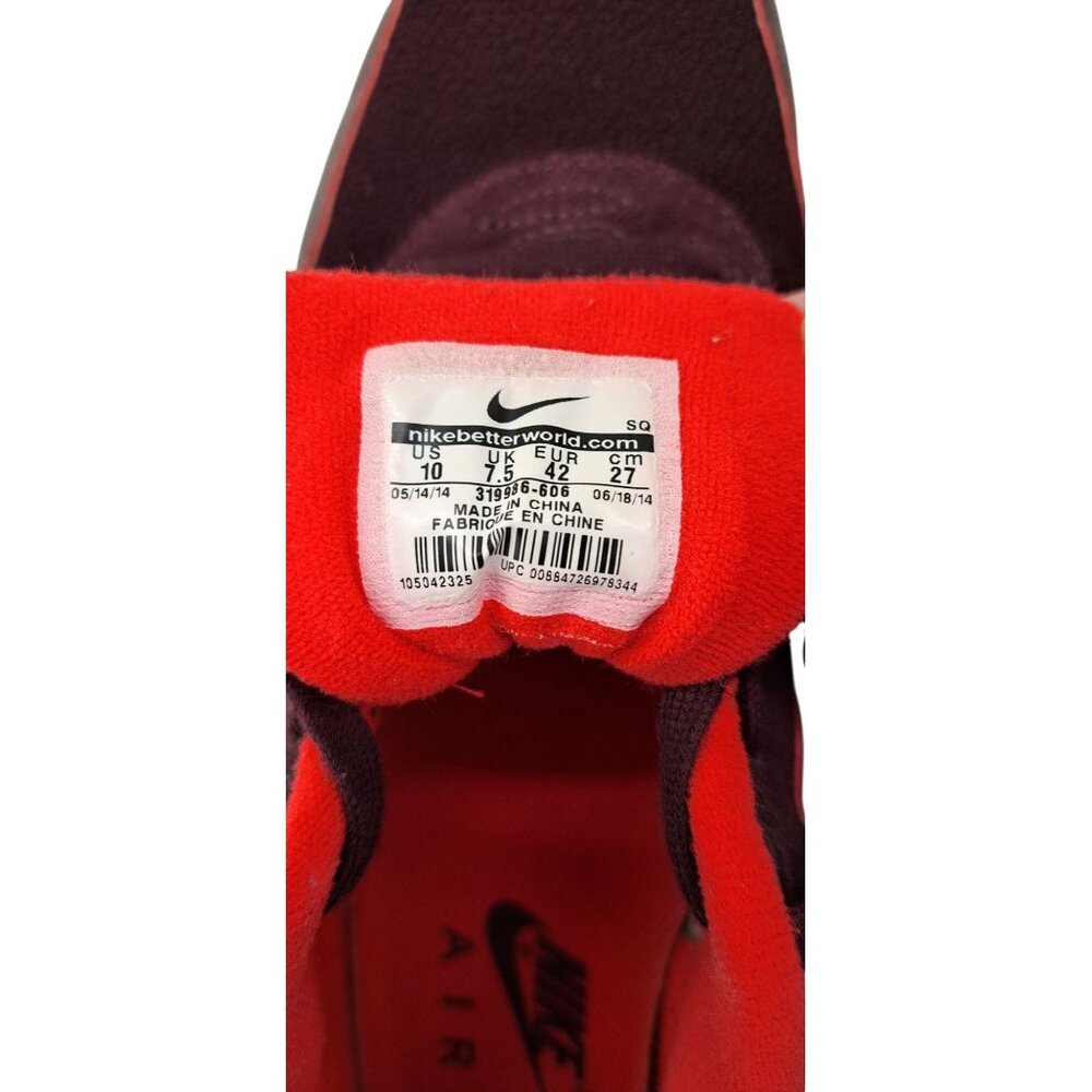 Nike Air Max 1 Sneaker Shoe Women Size 10 Burgundy Platinum Red Suede 319986-606 - Picture 3 of 10
